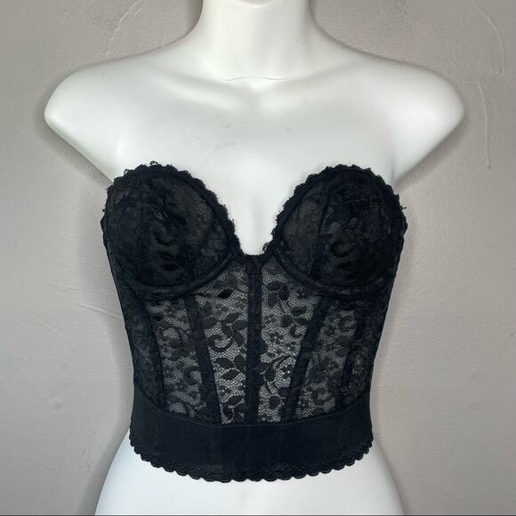 ADONNA Vintage Black Lace Bustier Size 34A Romantic Goth Regency Old Hollywood - Picture 1 of 7